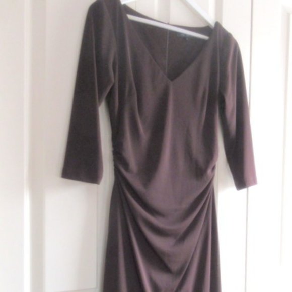 David Meister Burgundy Draped Dress  Size US 6 - Picture 3 of 8